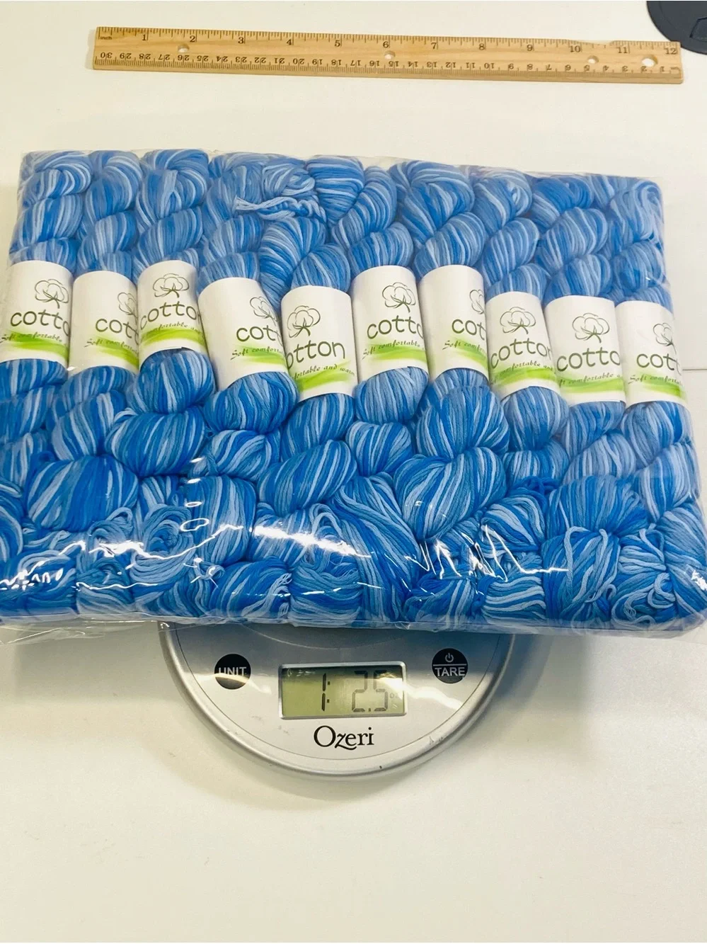 10 NEW (~500g total, ~50g ea.) 100% Cotton Variegated Hanks in Clear Skies
